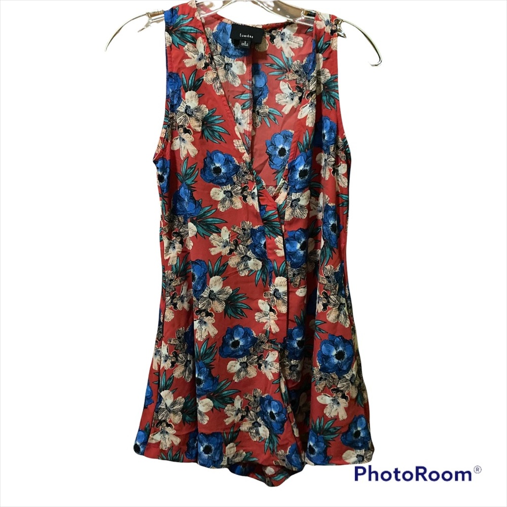 Anthropologie Lumiere Red floral romper